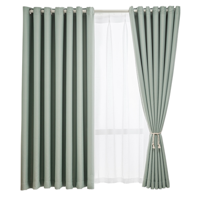 窗帘卧室全遮光免打孔安装伸缩杆