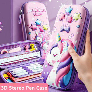 3D Unicorn EVA cute pencil box School student stationery