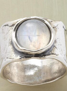 Vintage Round Moonstone Rings for Women 2021 New Arrivals Wo