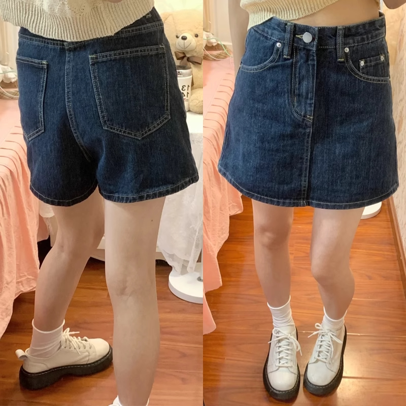 夏季薄款a字半身牛仔裙裤女图片