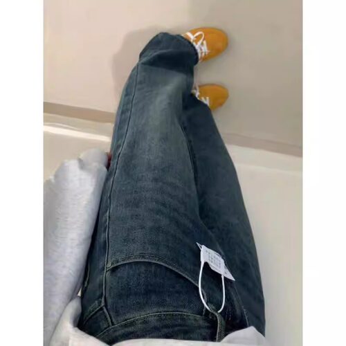复古蓝高腰显瘦直筒牛仔裤女