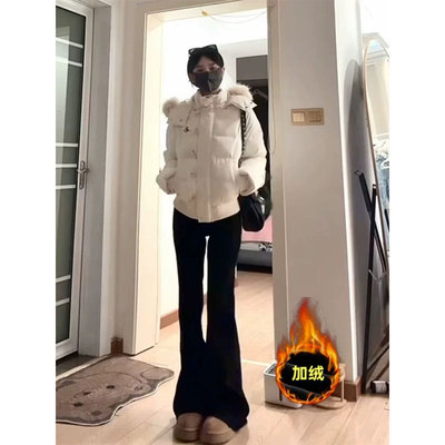 秋冬微喇牛仔裤女不贴腿马蹄裤子