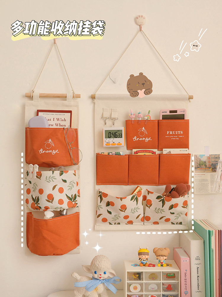 布艺收纳挂袋挂墙式床头卧室门后置物架宿舍神器墙壁墙上布袋挂兜