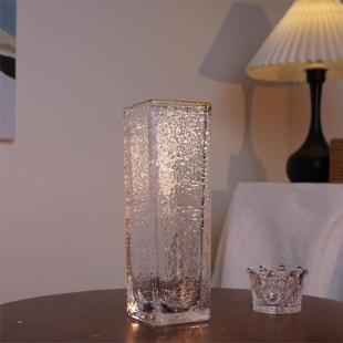 宝气方缸摆件客厅插花高级水晶玻璃高端百合捷克水养鲜花瓶插花瓶