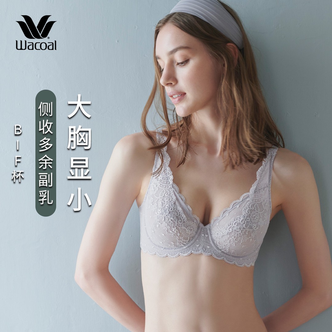 明星同款华歌尔全罩杯大胸秋冬显小收副乳聚拢波波杯内衣WB8520