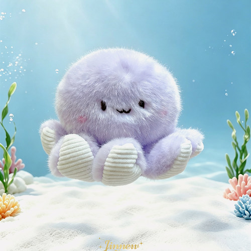 NewToys 可爱海洋紫色章鱼海豹掌中宝毛绒玩偶娃娃生日礼物公仔女