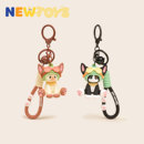 NewToys可爱飞行员德文猫小猫咪情侣车钥匙扣包书包挂件一对挂饰