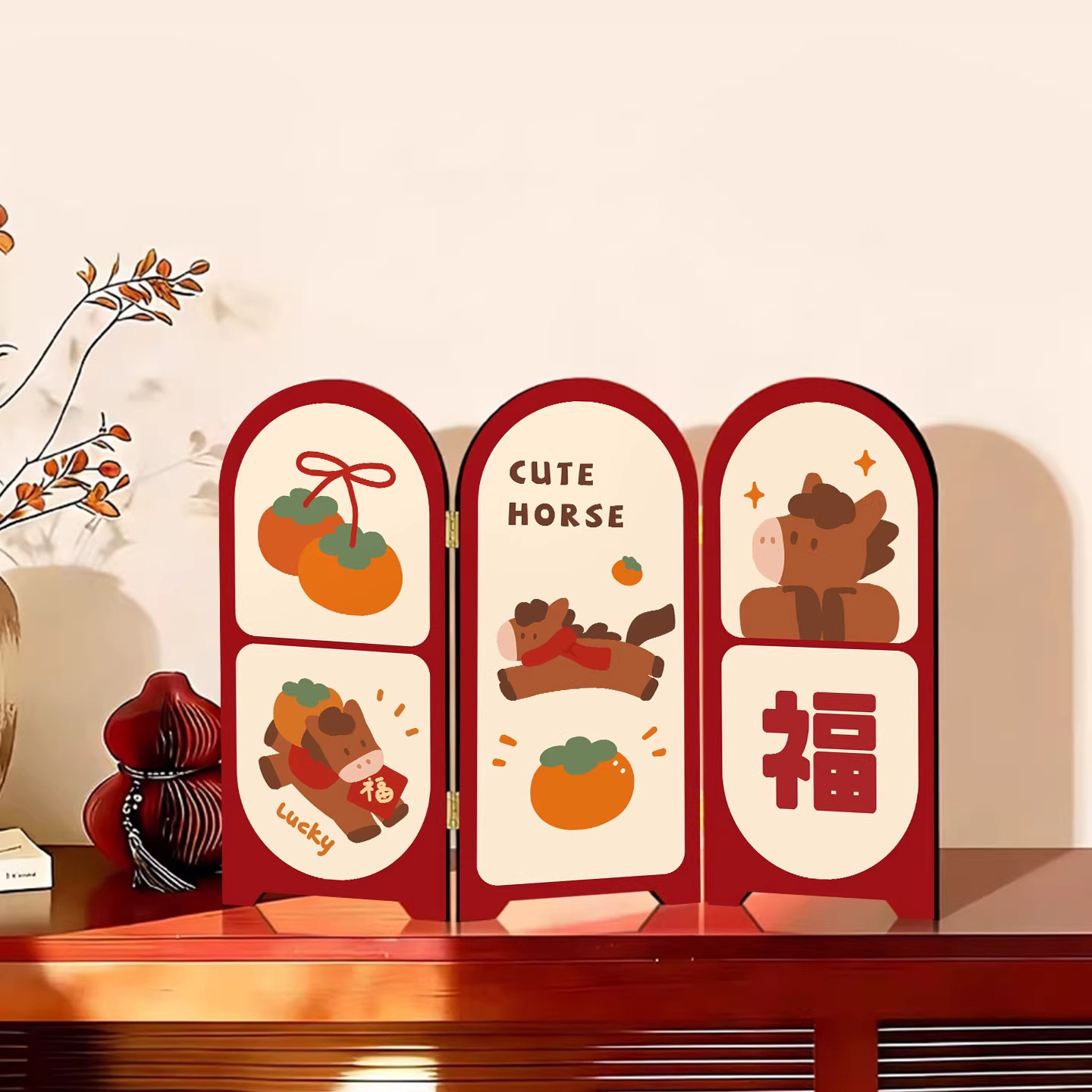 马年入户玄关屏风摆件2026新款客厅电视柜桌面摆画餐边柜装饰品,家居饰品,桌面摆件,淘宝优惠券,粉丝福利购,淘宝优惠卷