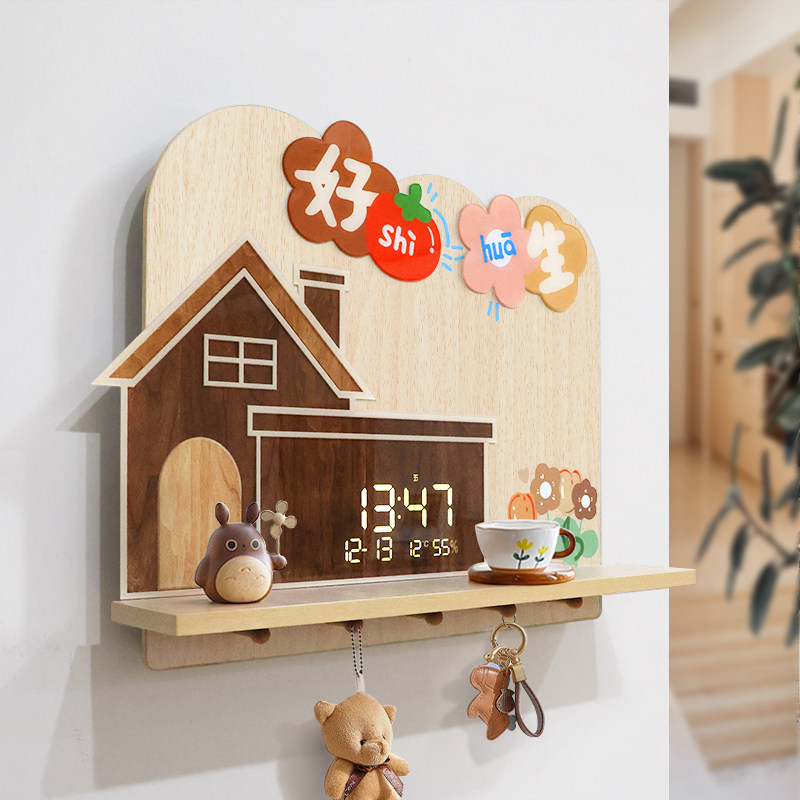 电子时钟电表箱装饰画diy可置物配电箱遮挡挂画推拉式原木风挂画,家居饰品,现代装饰画,淘宝优惠券,粉丝福利购,淘宝优惠卷