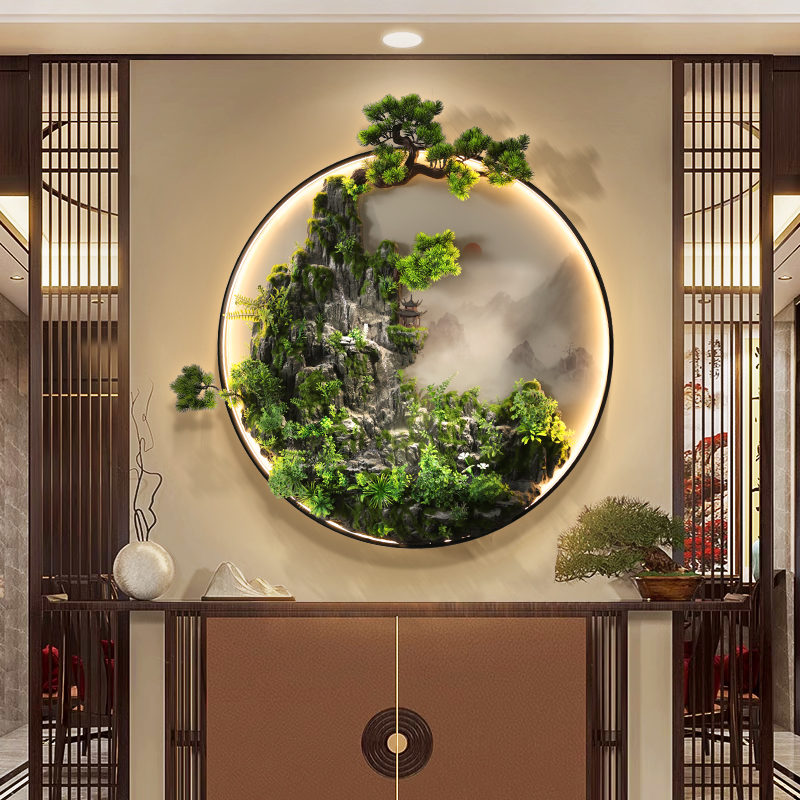 流水生财入户玄关摆件装饰挂画中式禅意假山喷泉风水led发光灯画图片