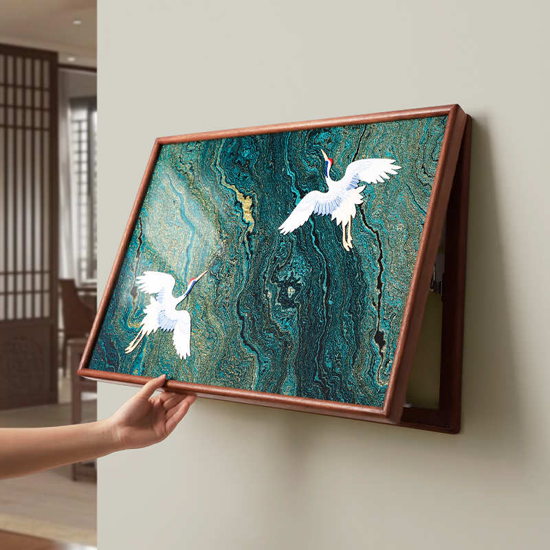 立体刺绣电表箱装饰画 画2025新款实木配电箱遮挡挂画 画老钱风电图片
