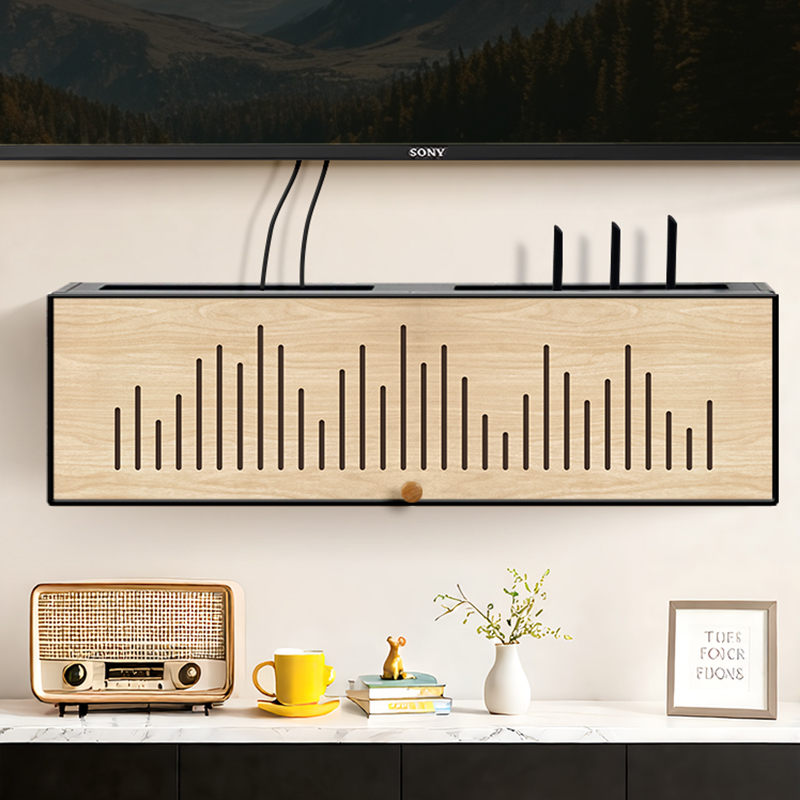 复古风路由器收纳盒免打孔放置架