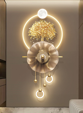 玄关发财树装饰画轻奢走廊尽头寓意好的led壁画立体实物发光挂画