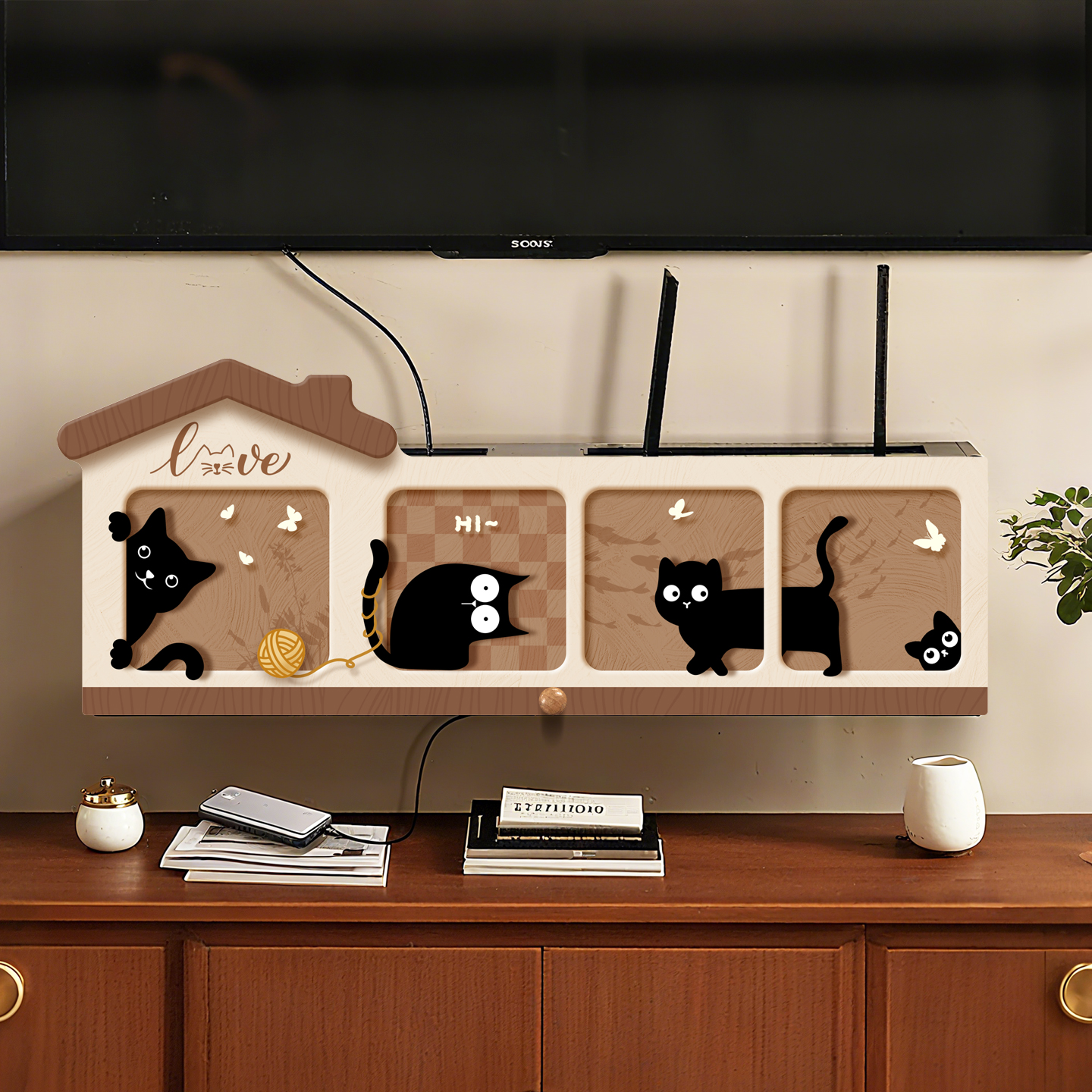 免打孔wifi路由器收纳盒放置架