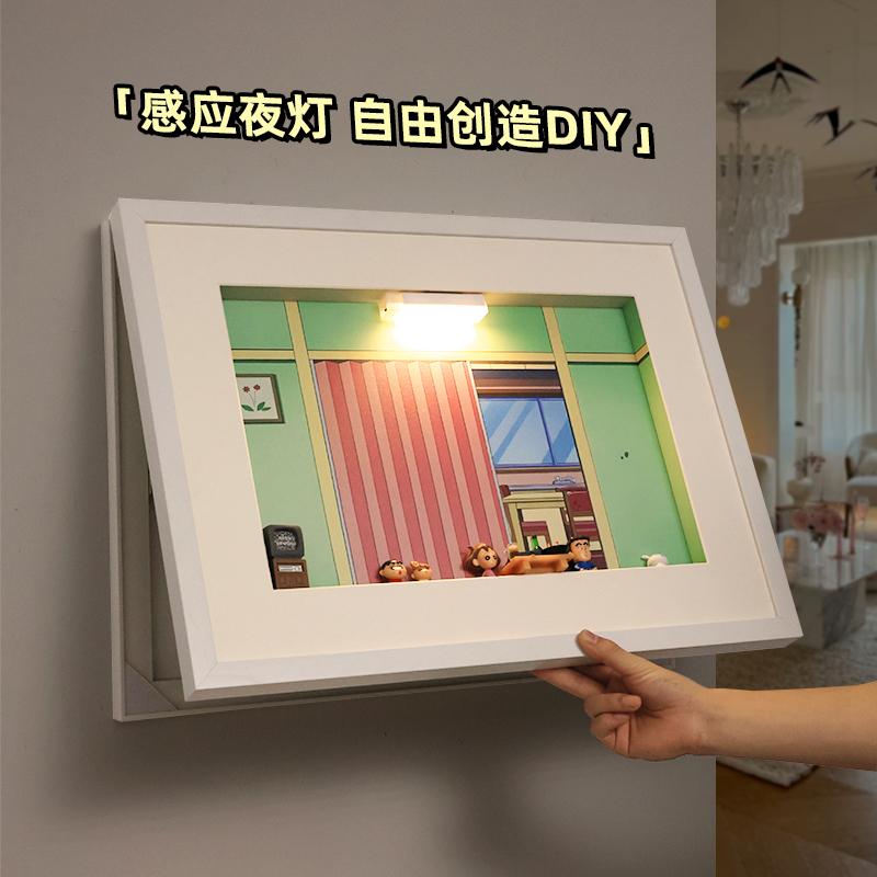 蜡笔小新电表箱装饰画2025新款卡通创意奶油风开关弱电源遮挡挂画图片