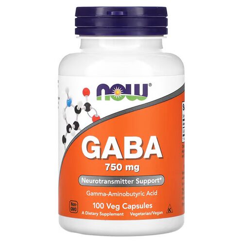 NOW 诺奥GABA氨基丁酸胶囊750mg100粒维生素b6美国休憩进口