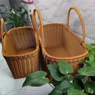 竹编篮子装鸡蛋的手编天然藤编篮筐编织手提篮老式手提篮买菜水果