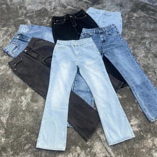 微喇做旧vibe休闲裤 水洗复古牛仔裤 本cleanfit冰蓝517风格 正确版