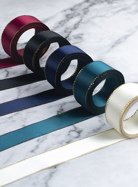 2.2cm gold-edged ribbons gift box decoration ribbon金边织带