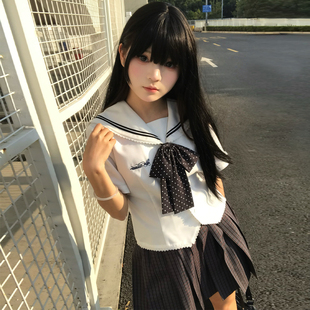 墨秋jk小雾套装学院风JK制服水手服女夏季白色水手领短袖百褶裙
