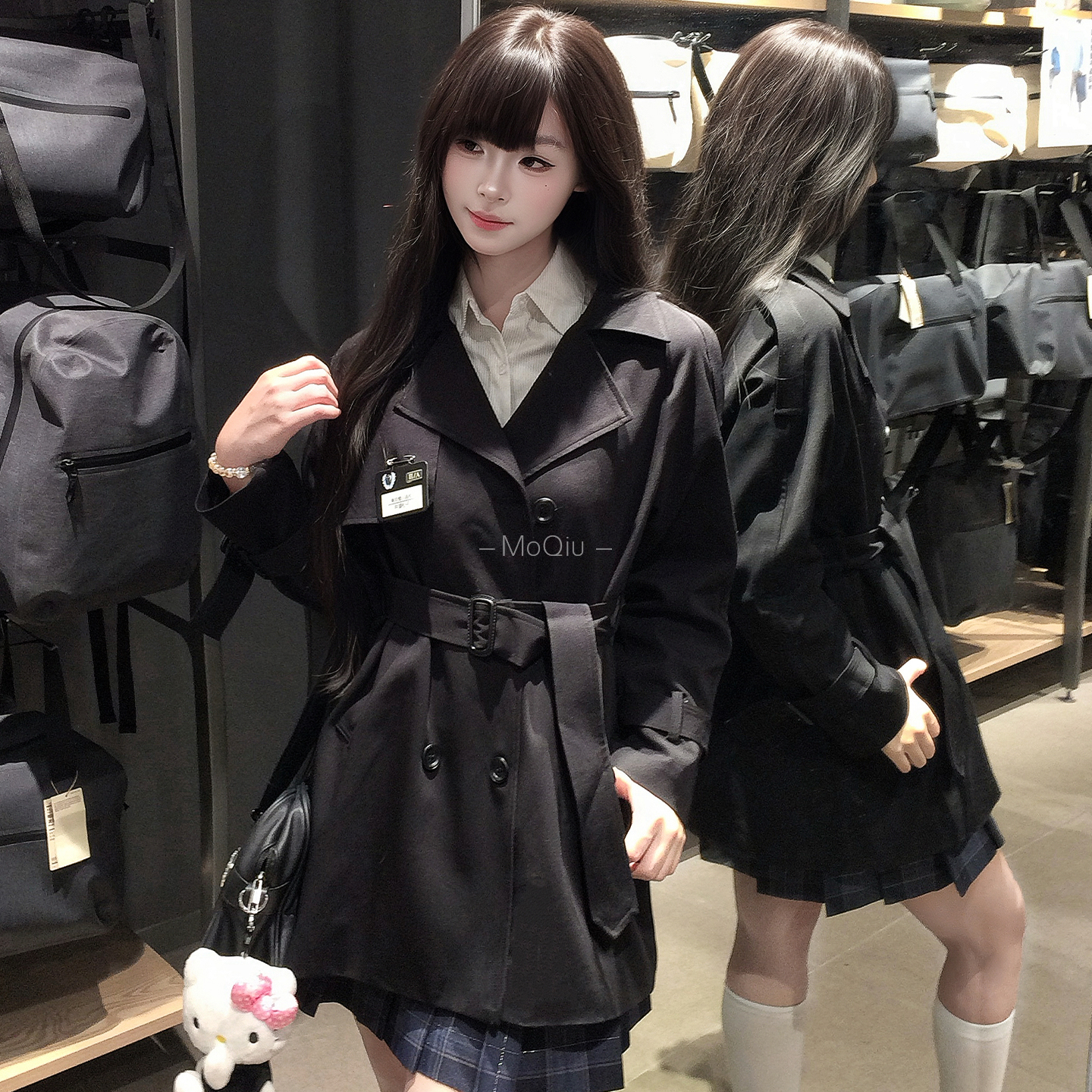 黑色学院风2025年秋季短款冶川