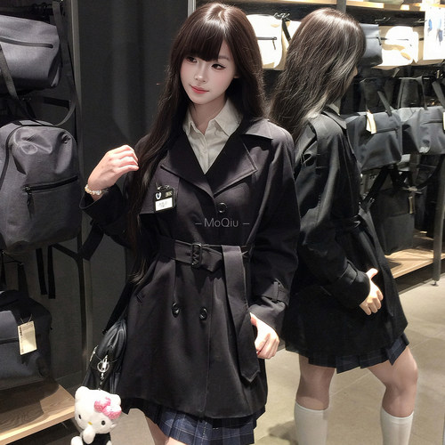 黑色学院风2025年秋季短款冶川