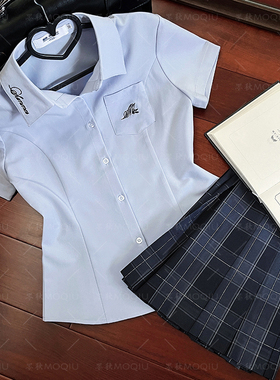 墨秋原创JK制服24℃衬衣收腰短袖女夏季日系校供感制服上衣小个子