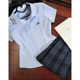 墨秋原创JK制服24℃衬衣收腰短袖 日系校供感制服上衣小个子 女夏季