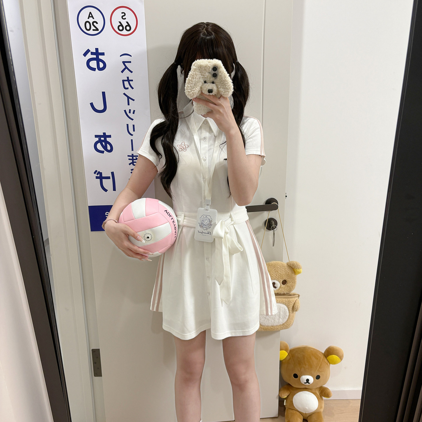 墨秋原创JK制服POLO领连衣裙中长款A字裙收腰蝴蝶结日系学生裙子