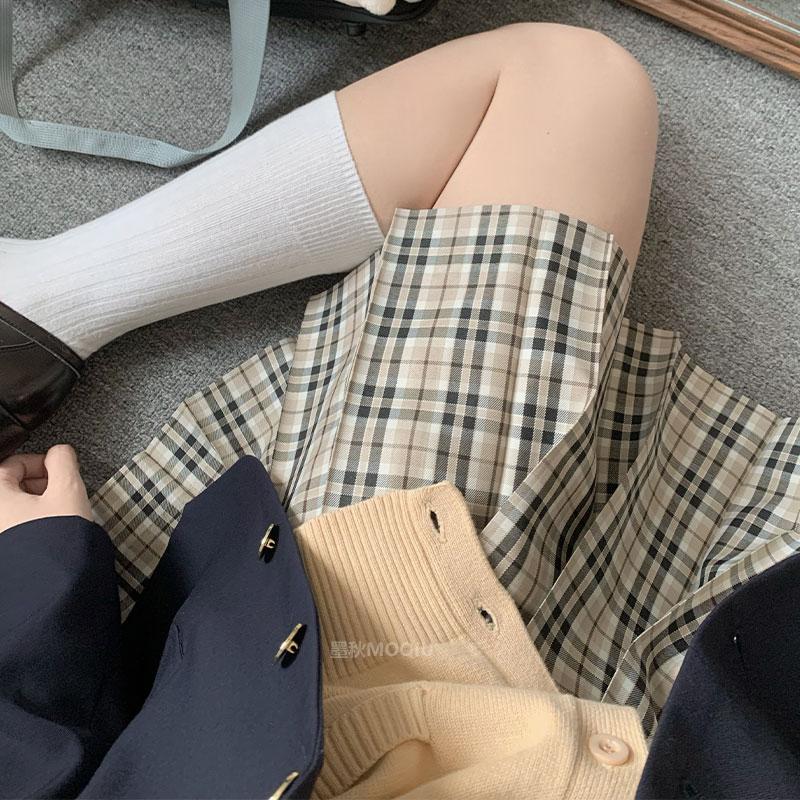 清仓特惠墨秋原创榛果黄奶茶格JK格裙学生短裙日系学院风校供感