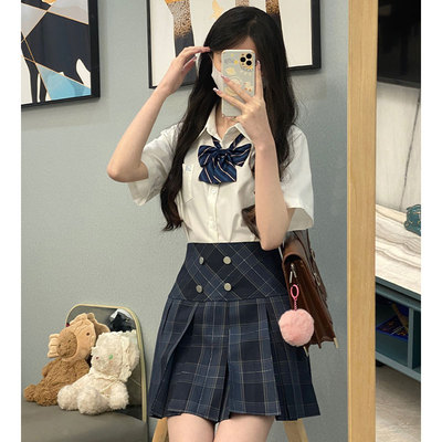 jk墨秋条纹格子短裙时尚女士裙子