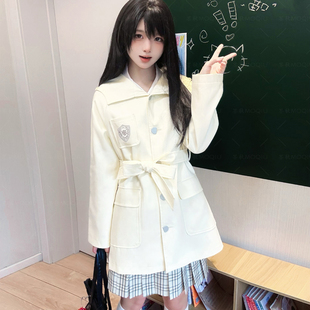 墨秋JK制服波塞冬风衣日系学院风中长款外套女原创通勤百搭上衣