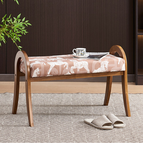 复古实木换鞋凳床尾卧室梳妆凳子