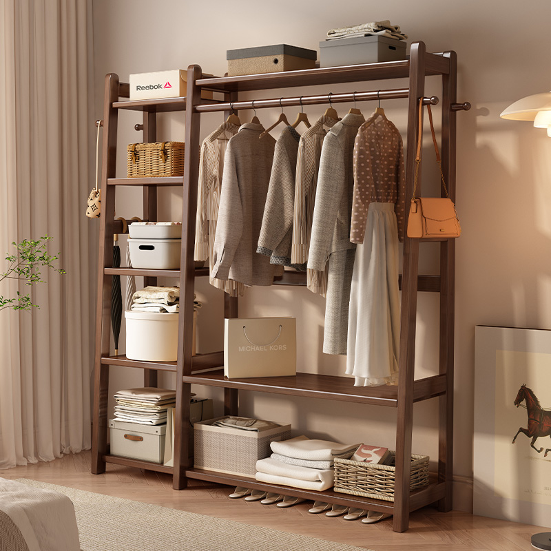全实木家用卧室多功能衣服落地架