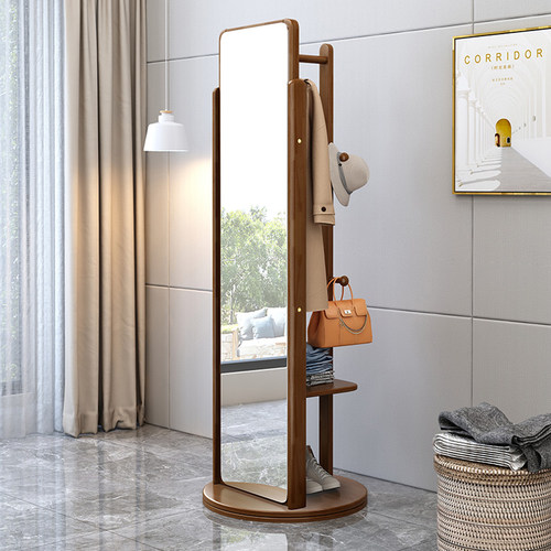 实木简约高颜值穿衣镜挂衣架一体
