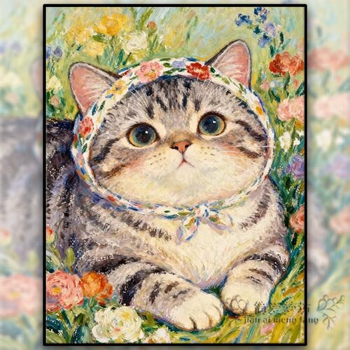 十字绣2026新款满绣可爱草丛小猫自己绣小件自制刺绣钻石画满钻5d