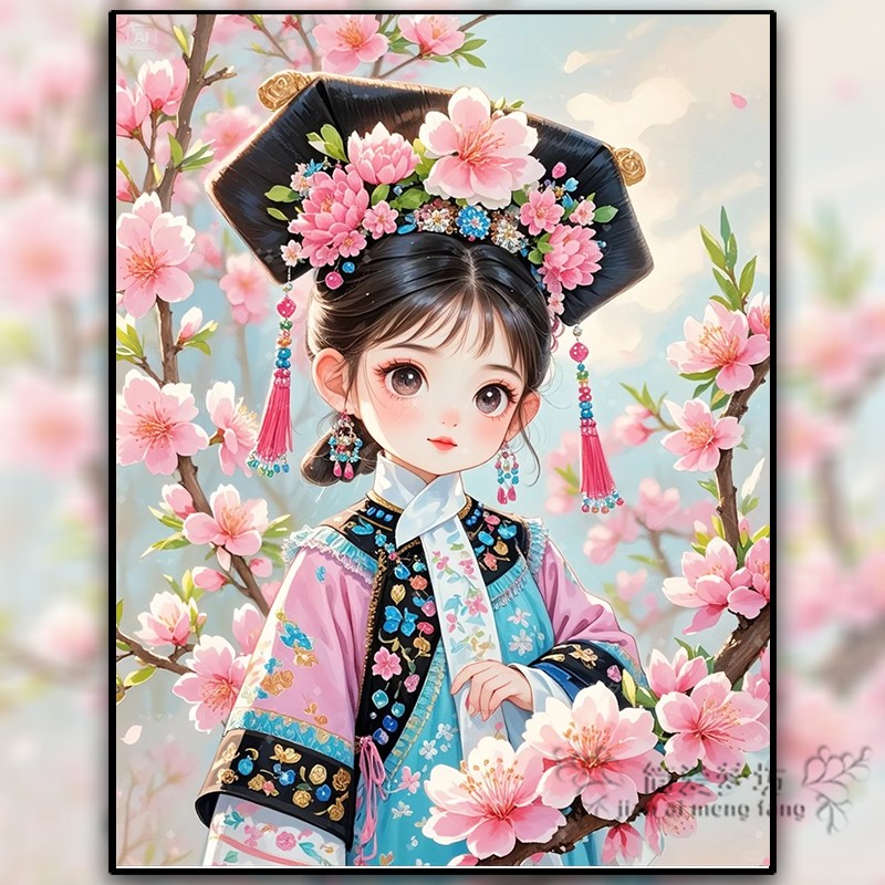2025新款十字绣线绣小件古风可爱清宫格格手工制作刺绣钻石画新手