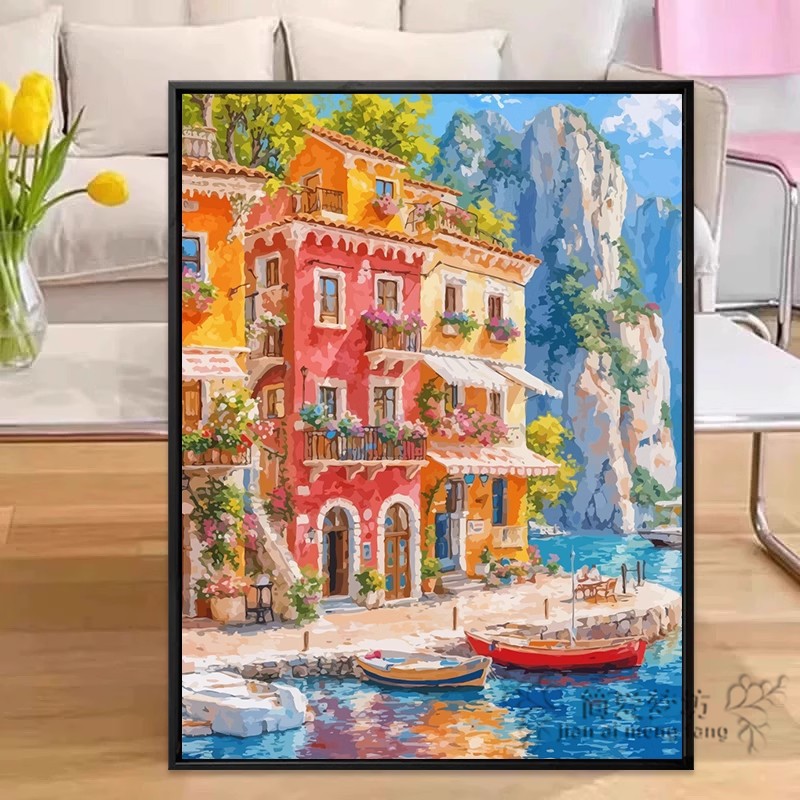 十字绣2025新款客厅线绣欧式海边小镇半成品自己绣刺绣钻石画满钻