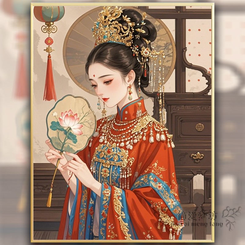 古风十字绣2025新款满绣客厅国风女子喜庆结婚刺绣卧室手工钻石画