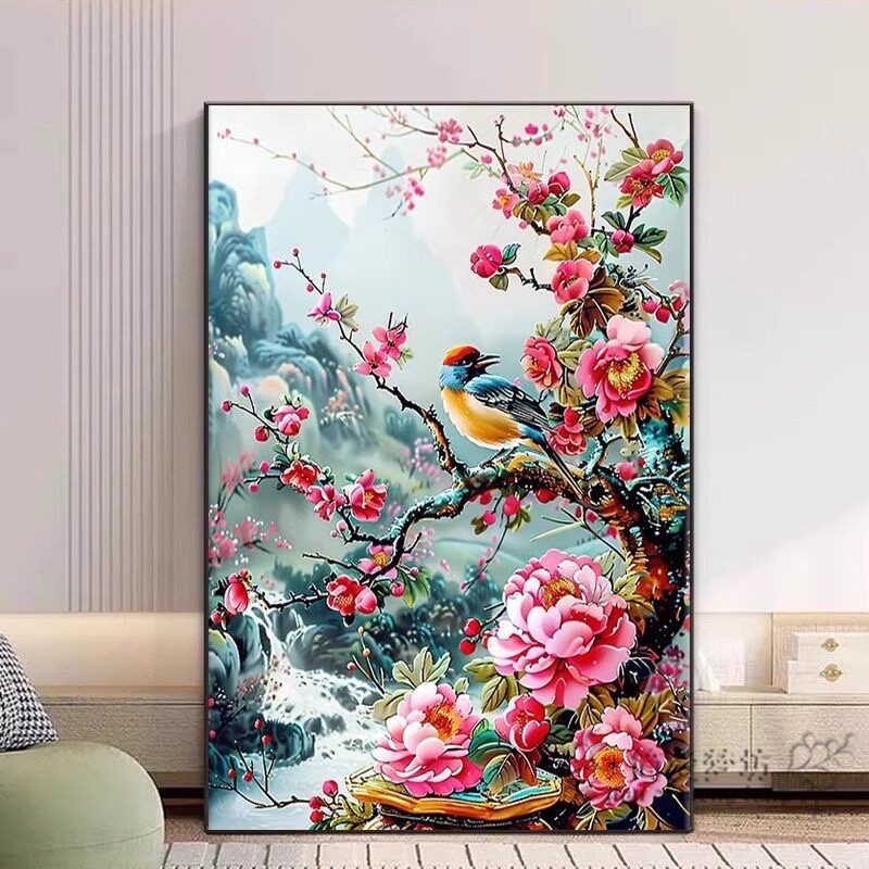 十字绣2026新款线绣客厅高端牡丹飞鸟图自己绣小件刺绣钻石画满钻