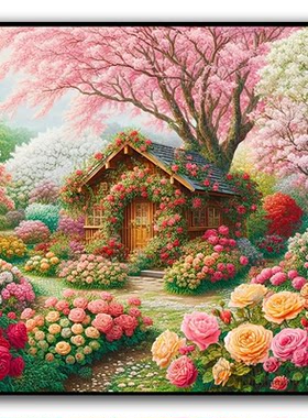 印花十字绣2026新款客厅线绣治愈花园小屋自己绣小件刺绣钻石贴画