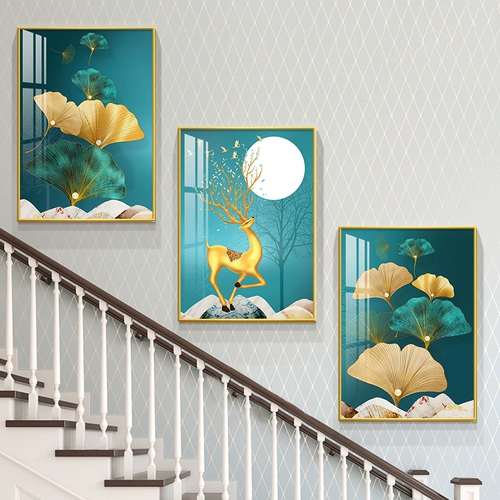 Фортуна оленя 5D Diamond Painting Full Diamond 2021 Новая лестница в гостиной Трехквартистые алмазные вышитые лист Ginkgo Leaf