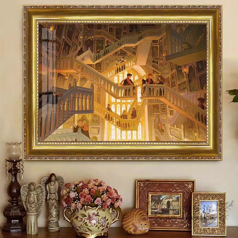 高级感十字绣2025新款满绣哈利波特旋转楼梯手工自制刺绣钻石贴画