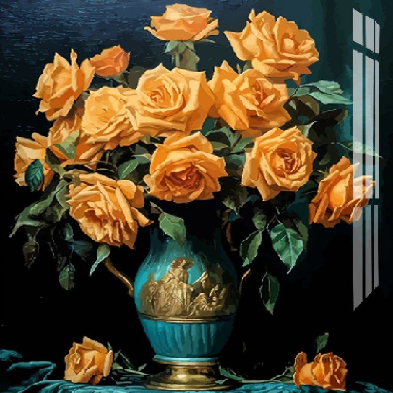 欧式风景油画风花瓶十字绣2025新款简约现代客厅手工自己刺绣小件