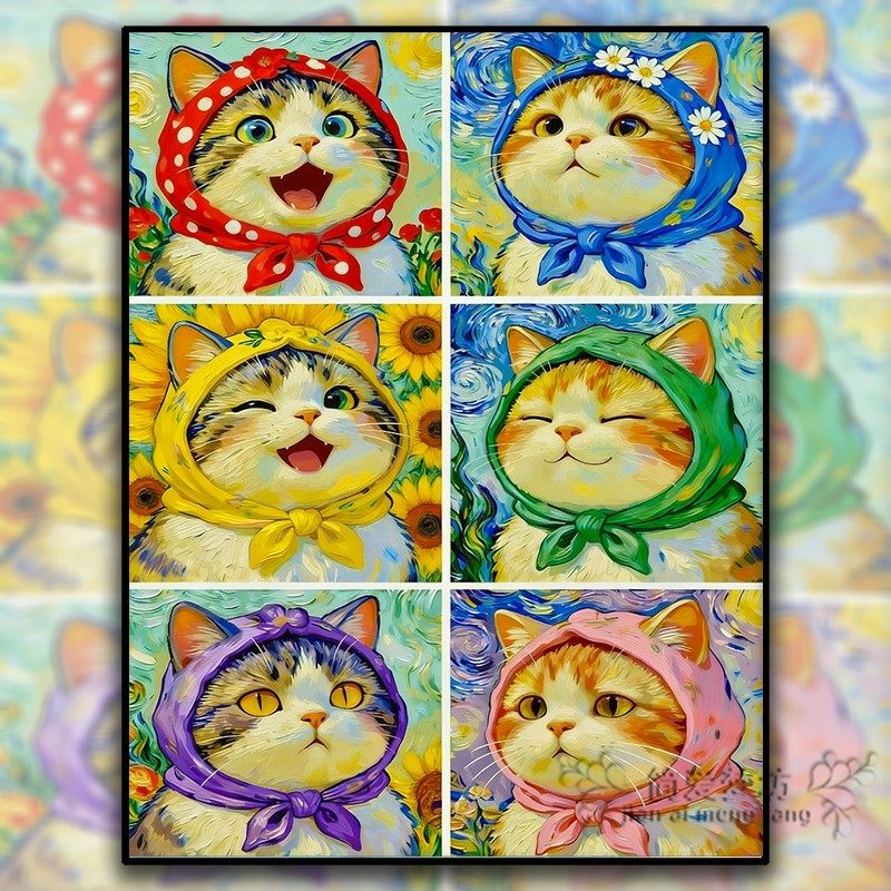 新款十字绣自己绣卡通可爱小猫组合自己绣刺绣手工点粘贴钻石画5d,居家布艺,十字绣套件,淘宝优惠券,粉丝福利购,淘宝优惠卷