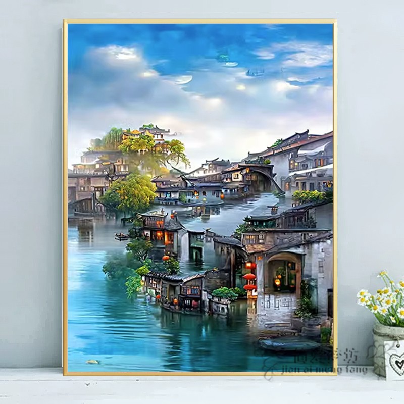 十字绣2025新款线绣江南水乡风景画客厅卧室手工自己满绣刺绣简单