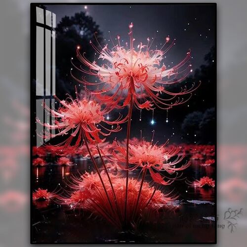 烈焰彼岸花十字绣2026新款线绣客厅卧室竖版红色花卉手工刺绣套件