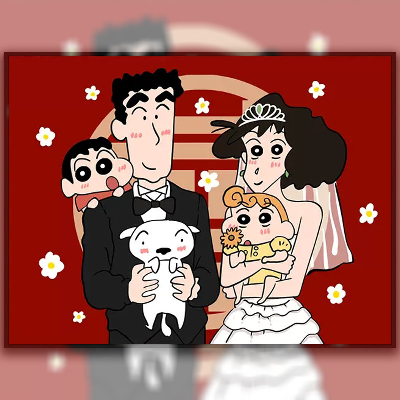 蜡笔小新全家福十字绣满绣2025新款卡通动漫儿童砖石绣手工高级感