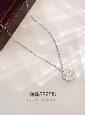 S925银猫爪项链甜美女高级感轻奢小众可爱吊坠锁骨链配饰送女友