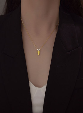 AILJS925银韩版小众设计感胡萝卜项链森系学生卡通锁骨链简约百搭